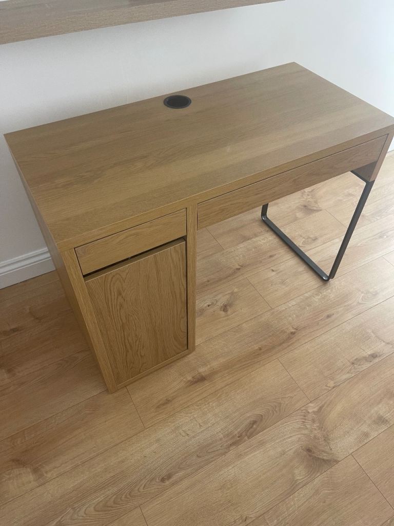 Wooden Desk with Drawer and Cupboard – Good Condition