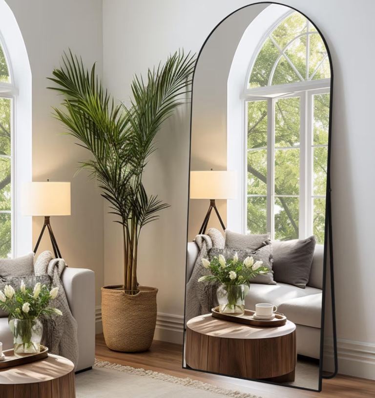 New Oversized Full Length Mirror Arch Black Frame, 180x76 CM