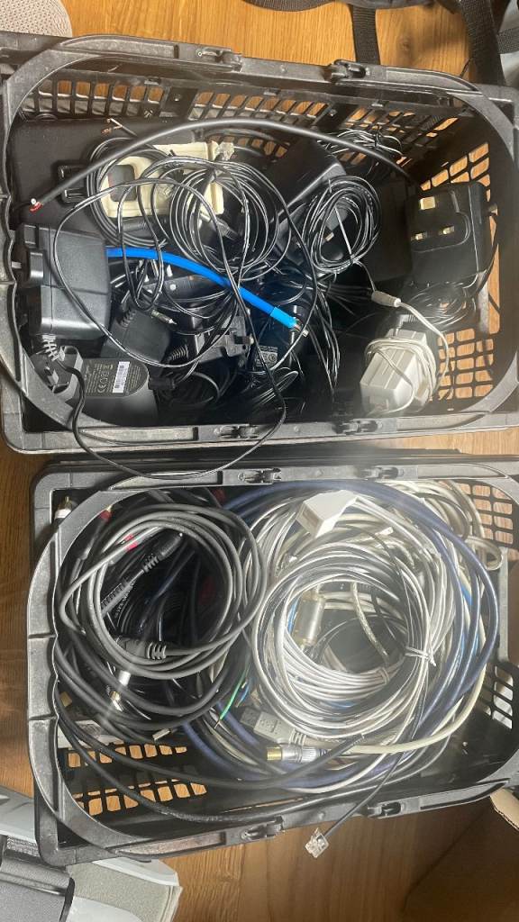 Assorted Cables, Chargers & Electronics - Fair Condition
