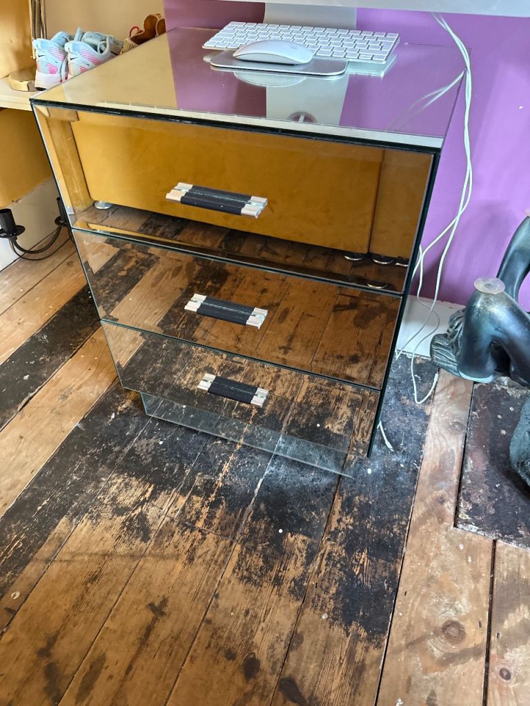 3 Drawer Glass Cabinet 