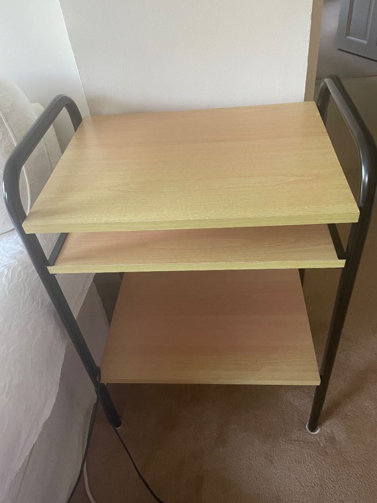 Small Wooden Computer Desk or Multi-Shelf Unit, Good Condition