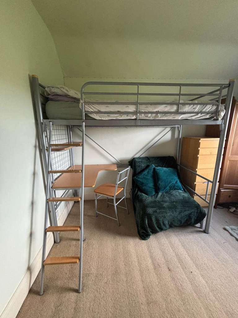 Bunk Bed with ladder, Table and chair.
