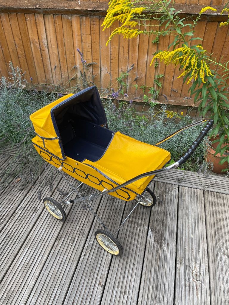 Leeway vintage dolls pram yellow 