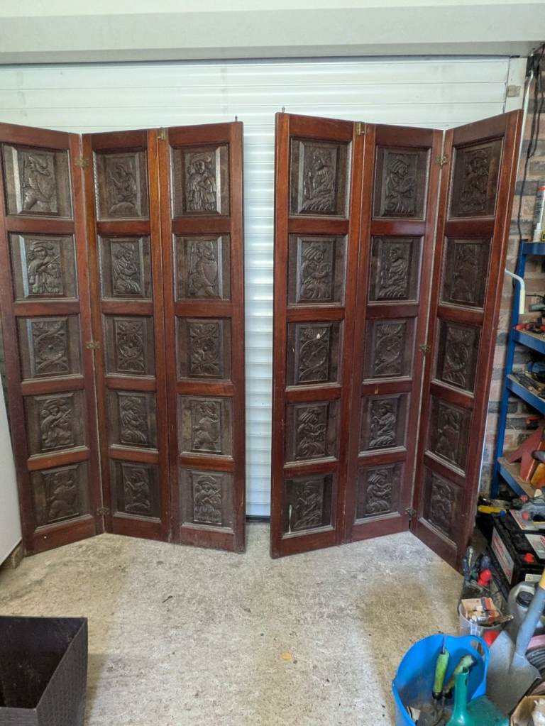 Pair of Carved Wooden Internal Doors - Almost New Condition