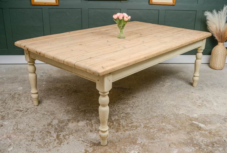 Huge Pine Plank Top Farmhouse Dining Table -  10 seater - Almost 7 FT