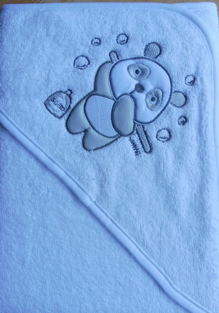 New Panda Hooded Towel / Bath Robe White Cotton Baby Shower Gift