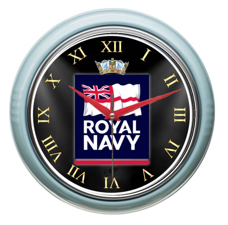 Bar man cave British forces, Royal Navy 10 inch metal wall clock 