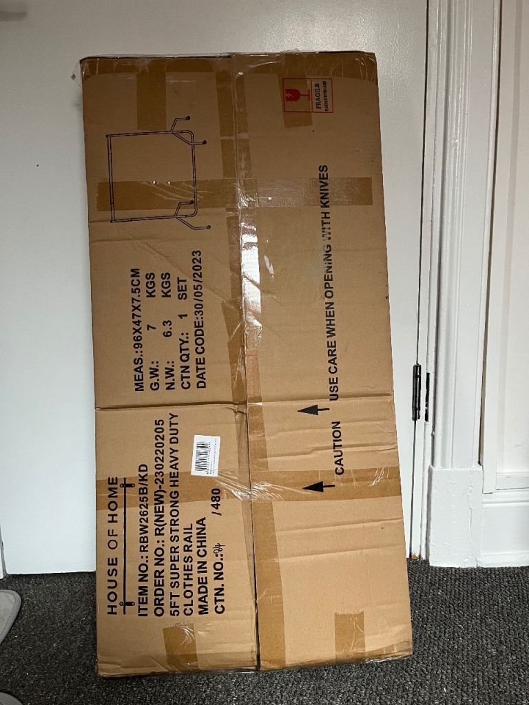 Black unboxed clothes rail with wheels 