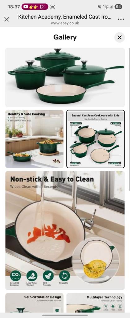 Kitchen Academy Enameled Cast Iron Cookware Set – 7 Piece