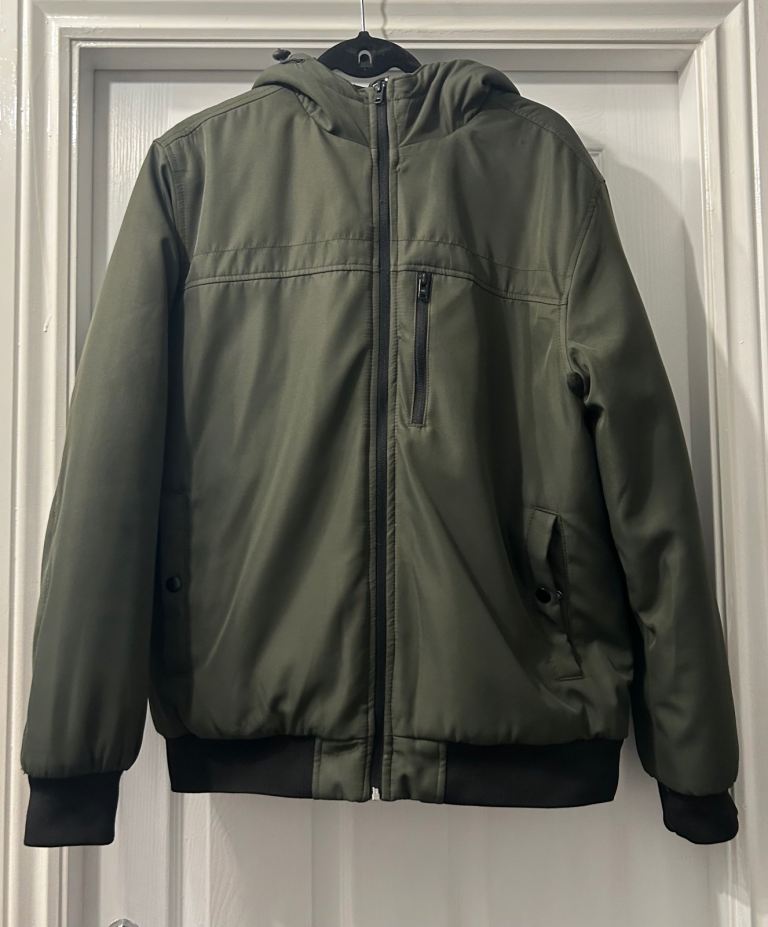 MENS XL JACK & JONES PADDED WINTER KHAKI GREEN JACKET