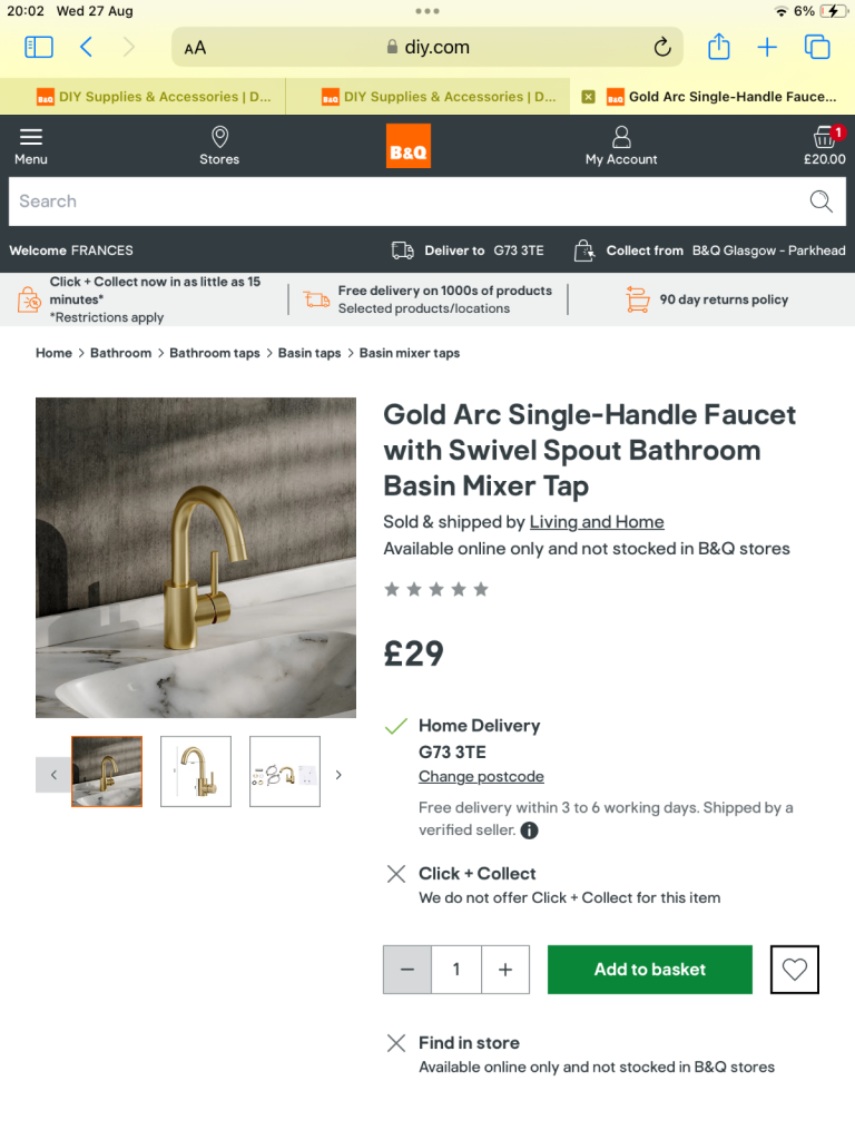 Gold sink tap 