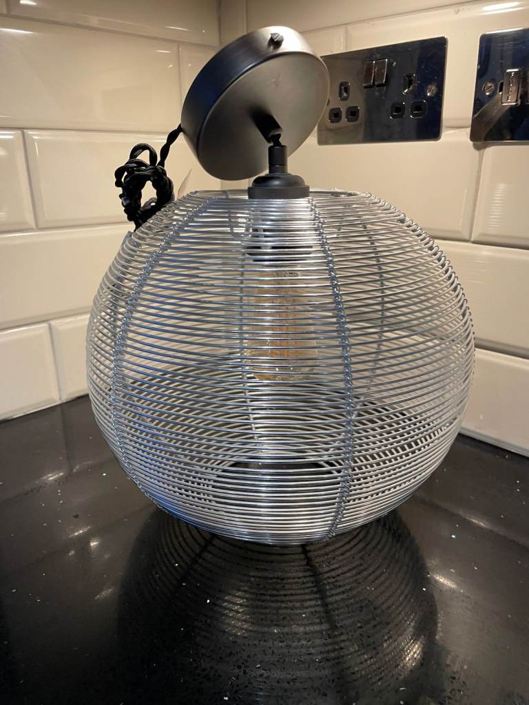Attractive Metal light shade with vintage style light bulb - approx. 30cm diameter