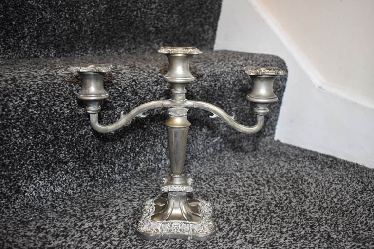 Vintage Solid Brass 3 Arm Candle Candelabra Stick Stand Holder Collectors