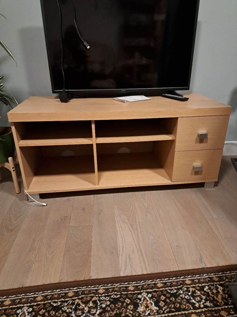 TV Stand Cabinet for TVs Natural Wood