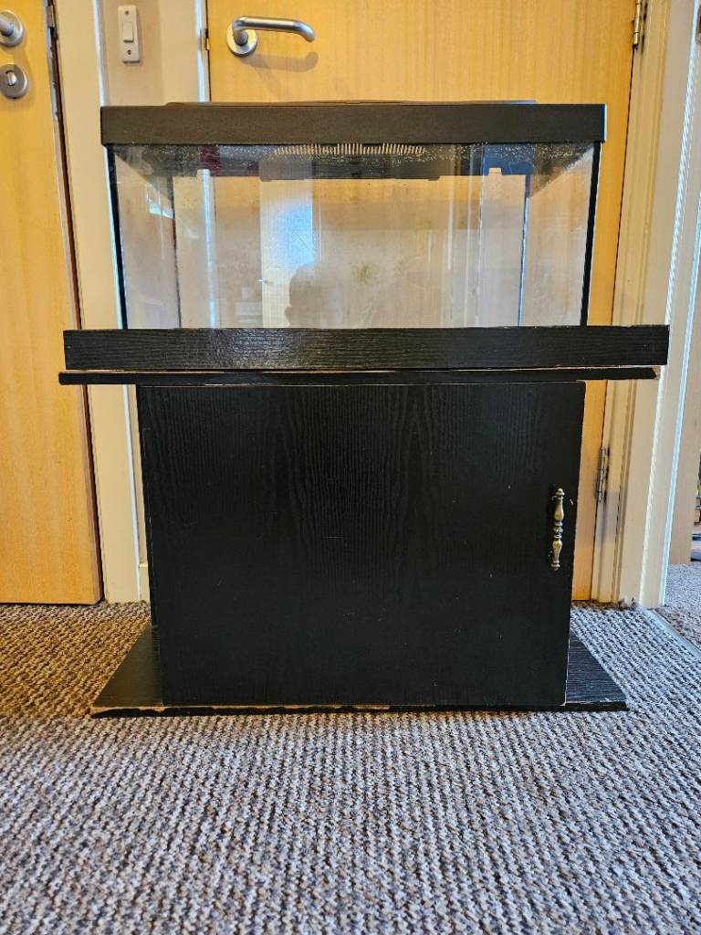 Fish Tank Aquarium with Cabinet Stand – Black, used Condition