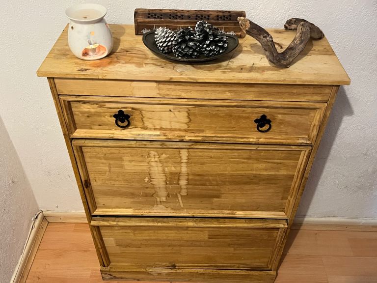 Rustic Wooden Shoe Cabinet / Storage Unit – Solid & Stylish