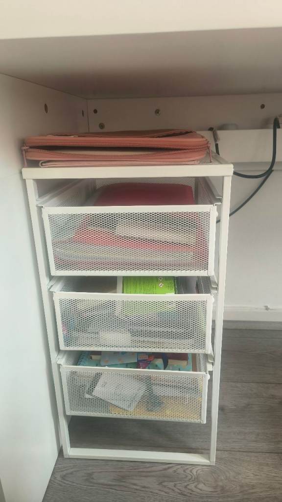 IKEA White Mesh Drawer Unit - 3 Drawers, Wheels