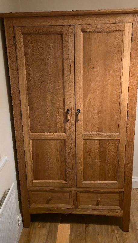 Solid Oak Wardrobe - as new condition