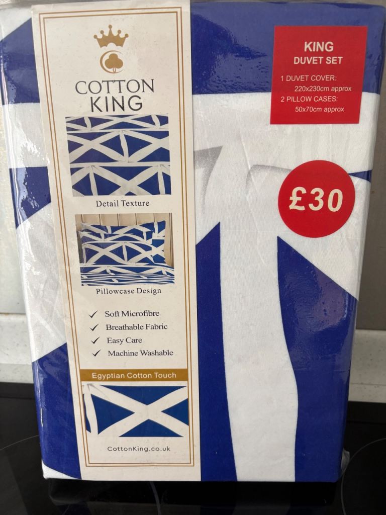 Cotton King Duvet Set - King Size, Blue & White, New
