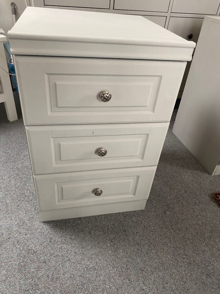 Upcycled grey 3 drawer bedside units x2 