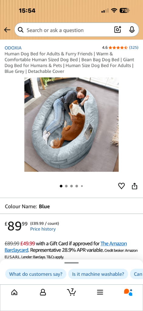 Human sized dog bed. Light Grey. Large