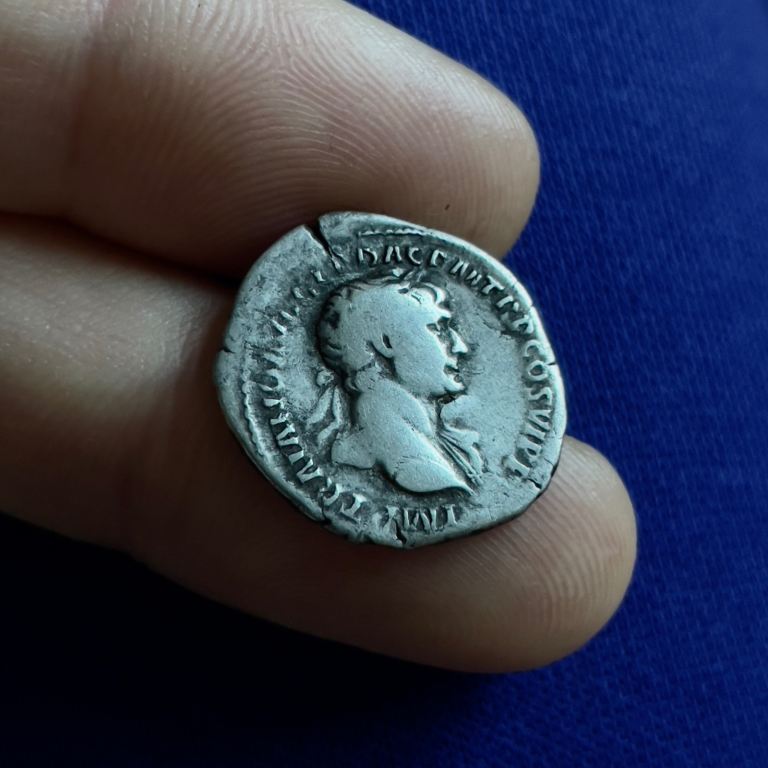 Scarce Trajan AR Silver Denarius Rome