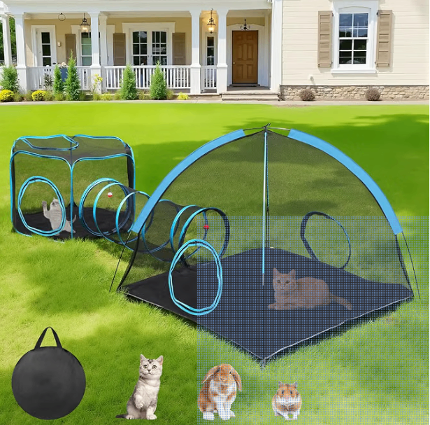 3 in 1 Outdoor Cat/small animal Enclosure, Portable Catio Tent with Tunnel