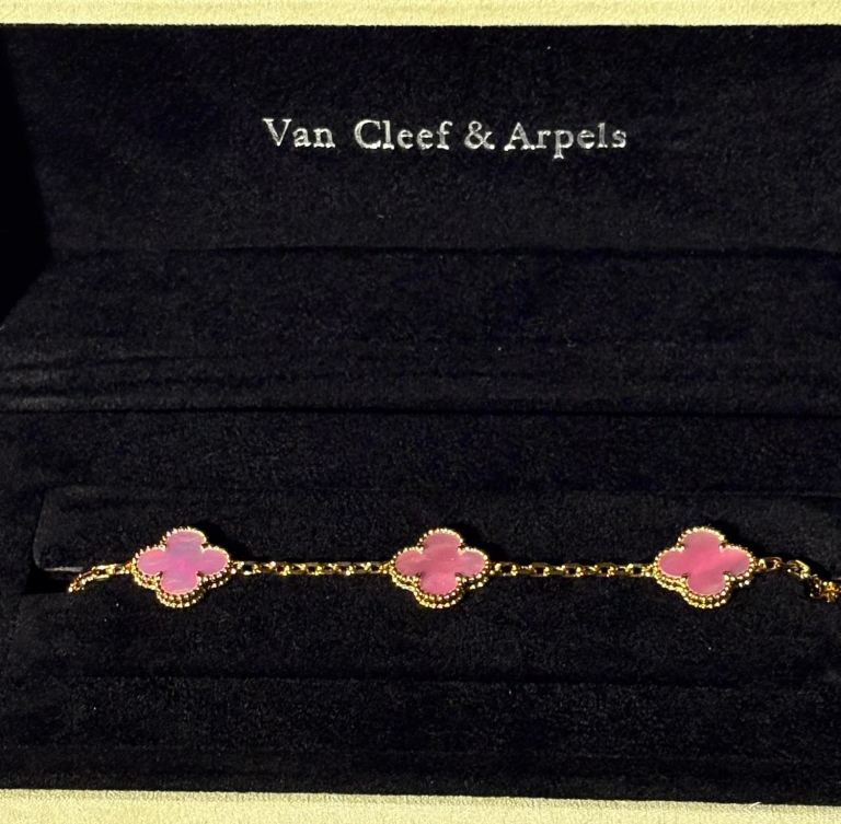 Van cleef and arpel pink and gold bracelet