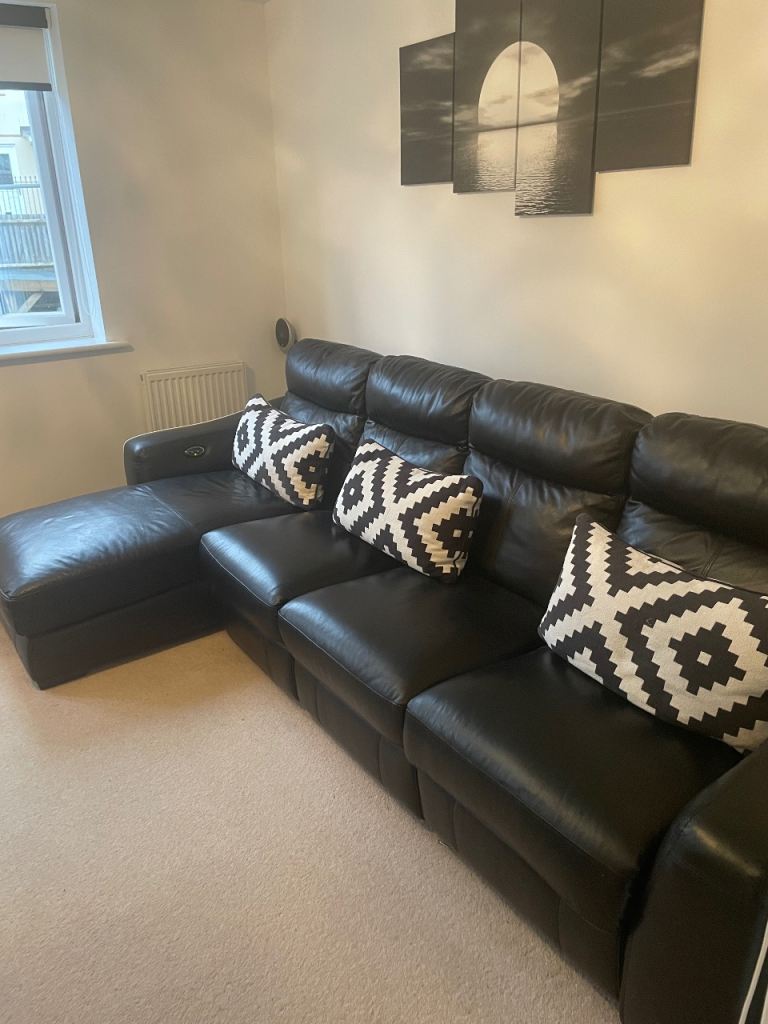 Black Leather reclining sofa