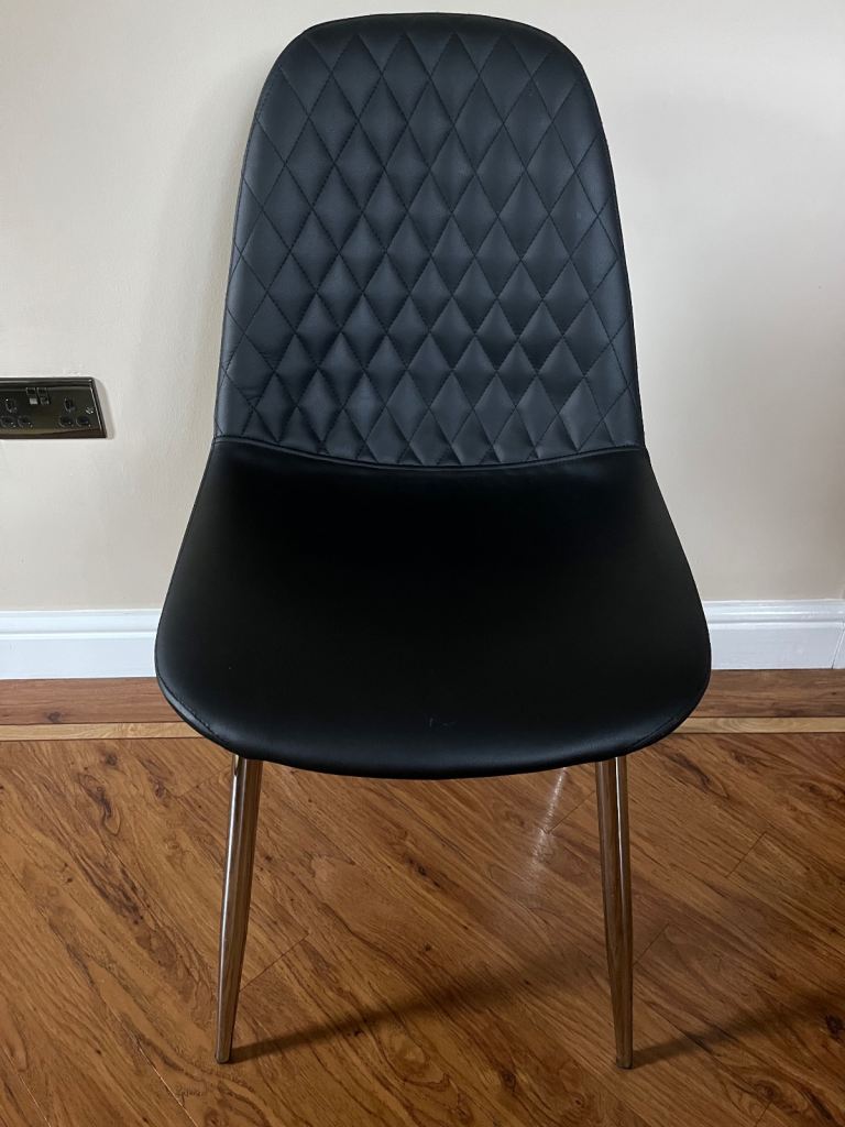 Faux leather 6 black dining chairs chrome legs REDUCED