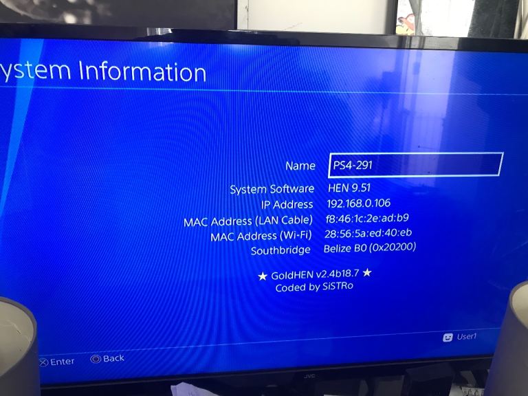 PS4 pro jailbroken 1tb home brew software version 9.51