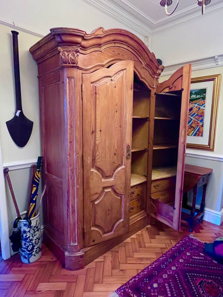 Large, 18th/19th century armoire - for use as hanging hall cupboard or bedroom wardrobe
