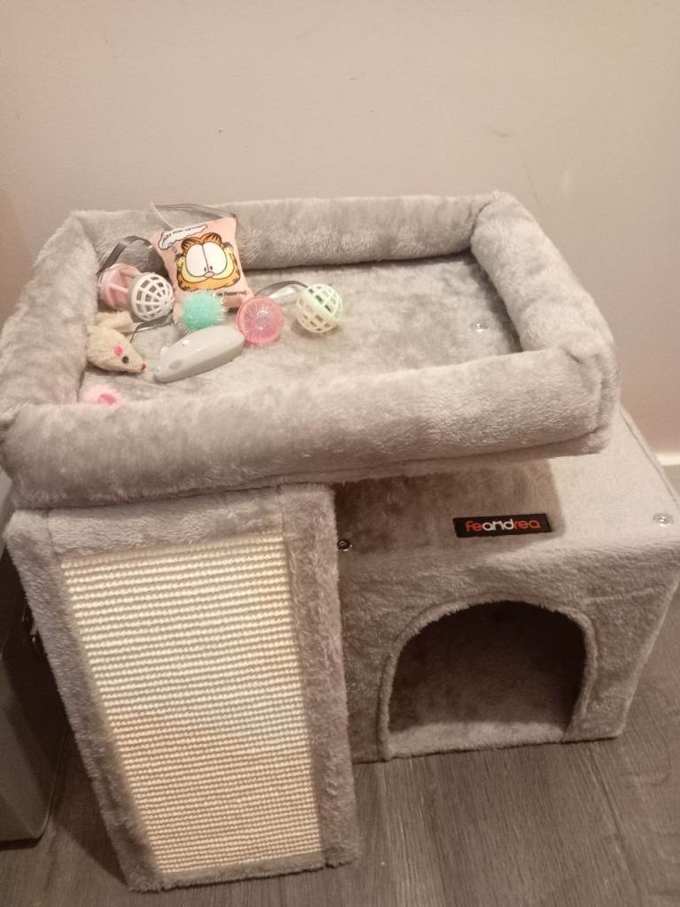 Cat bed with scratcher