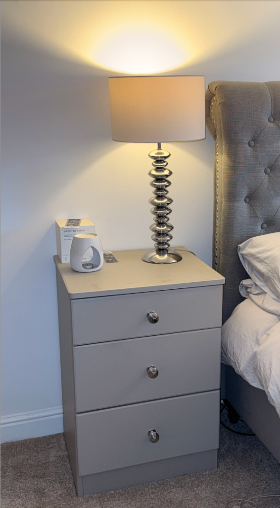 2 x Grey 3-Drawer Bedside Table – Good Condition