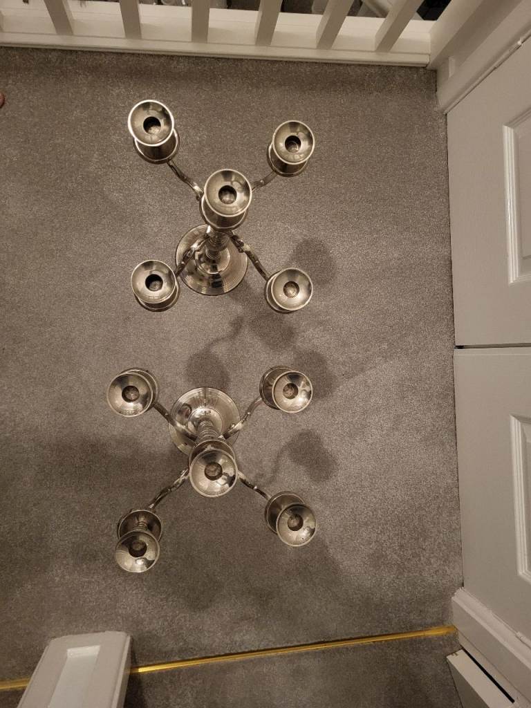 Pair of 5 Arm Silver Candelabra