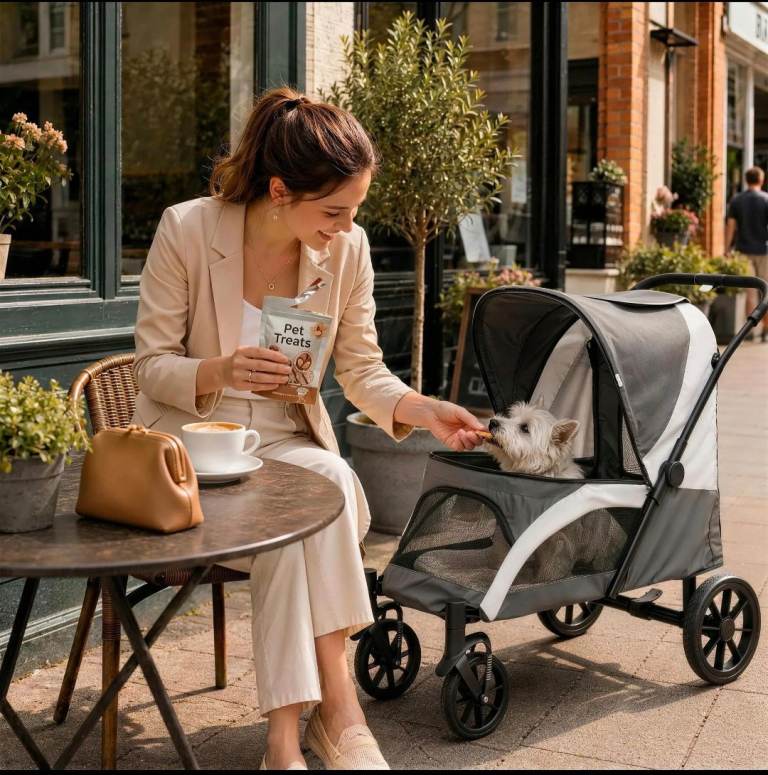 Pawhut easy fold dog stroller 