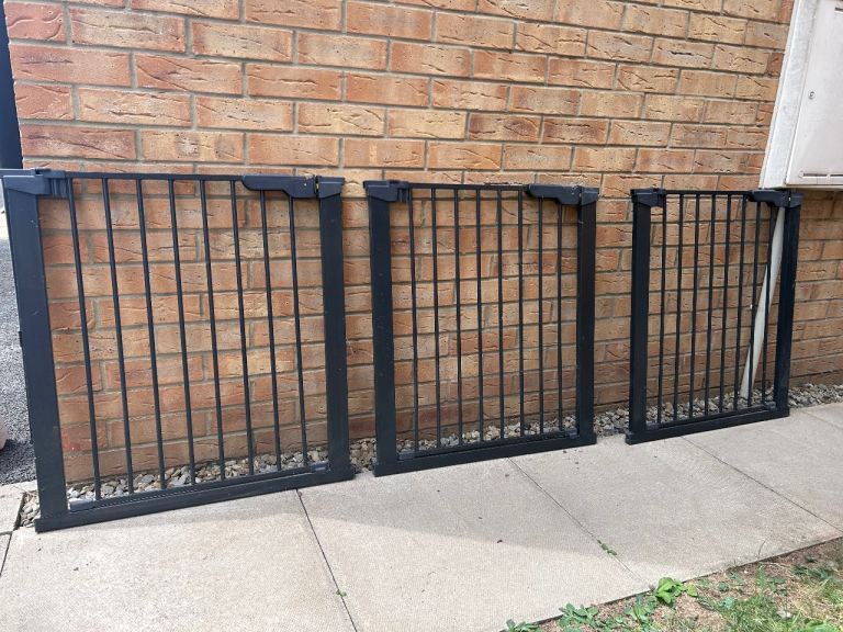 Set of 3 Black Metal Babydan Safety Gates - Good Condition