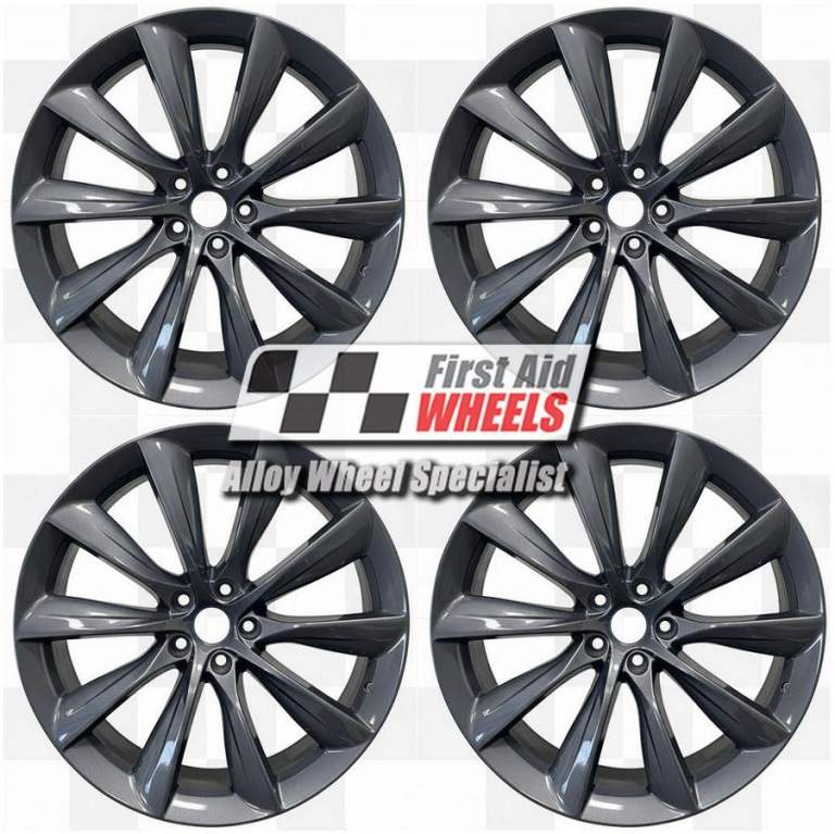 TESLA MODEL X 4x 22'' GENUINE TURBINE SONIC CARBON GREY ALLOY WHEELS S621G4