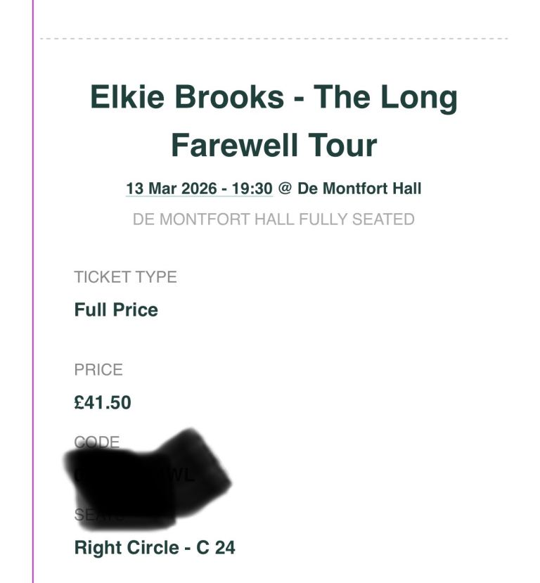 Elkie Brooks Tickets x2 