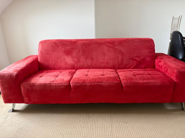 Red Fabric Sofa – Good Condition