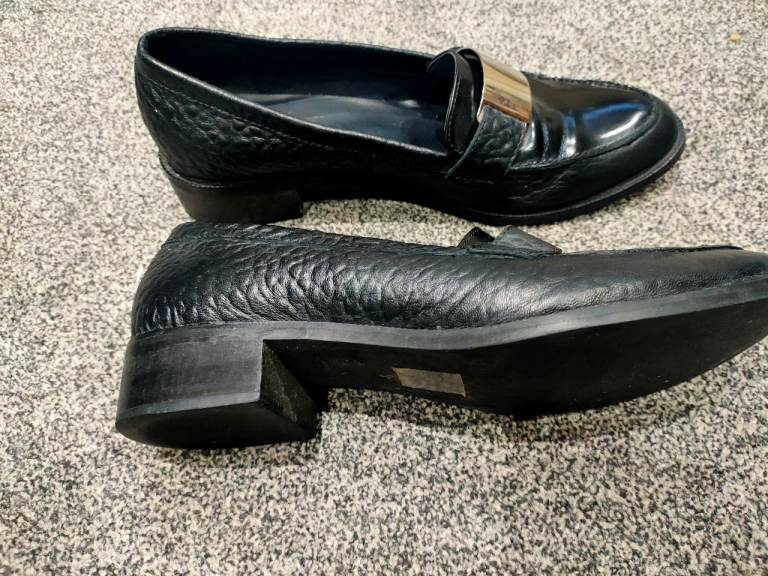 Ladies size 9 black ASOS Loafers with Silver Detail – Good Condition