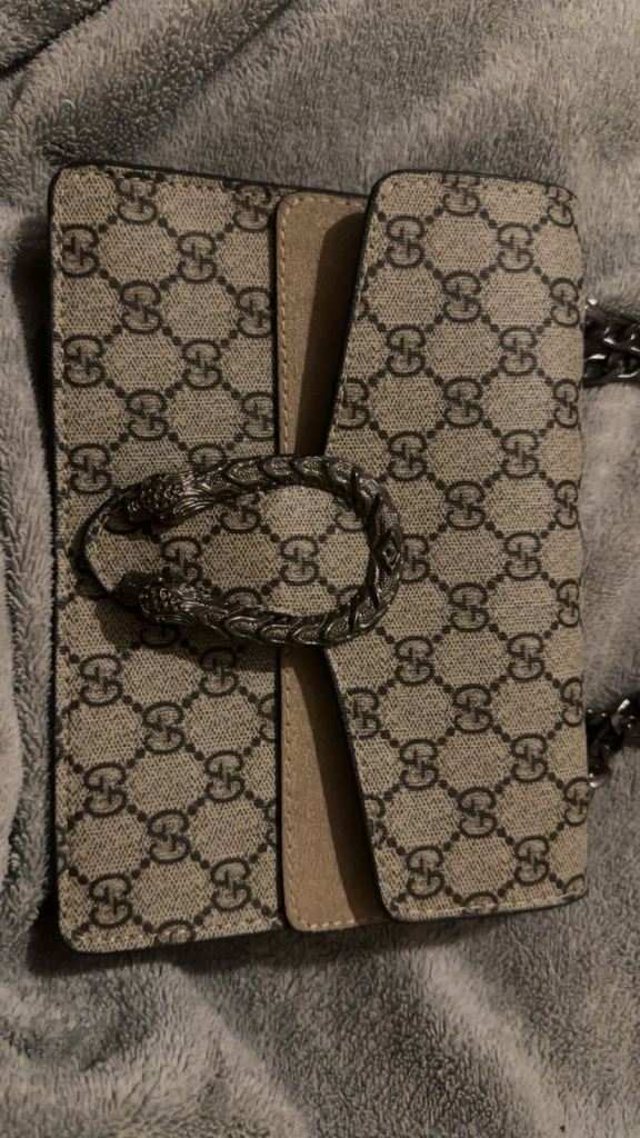 Gucci Beige Patterned Handbag with Snake Detail - As Good As New