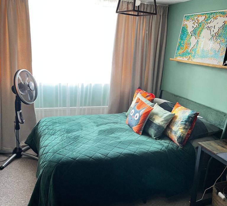 Double Bed + IKEA Mattress + Protector + Bedding & Cushions