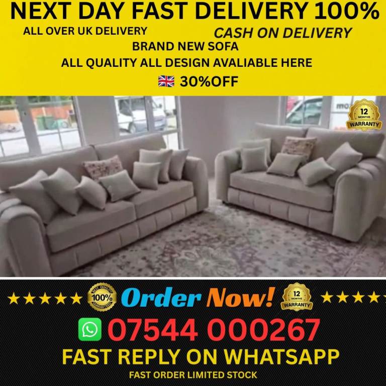 Soft Cushion Sofa Sets • Modern Finish • Fresh UK Stock
