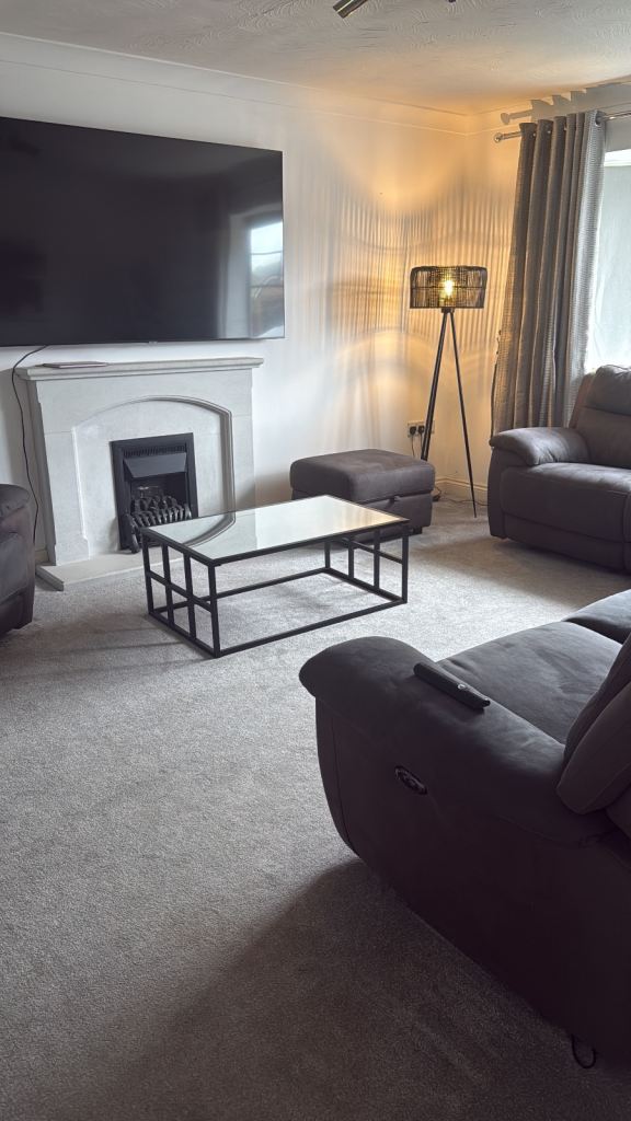 Modern Black Metal & Glass Coffee Table – Good Condition