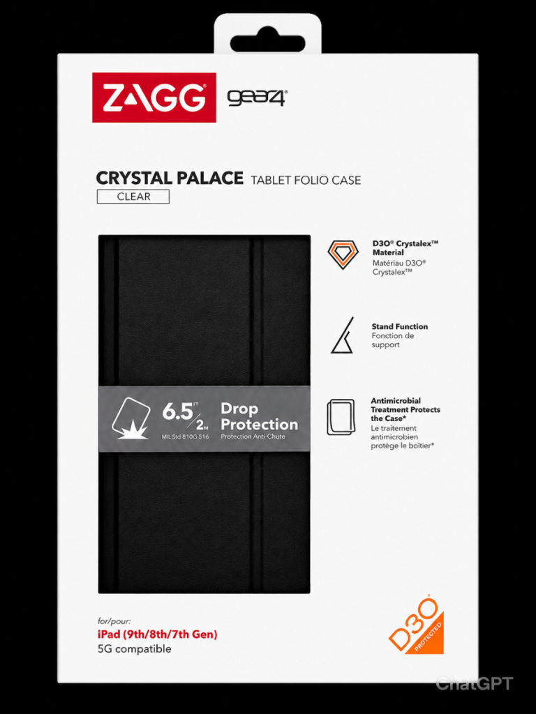 iPad 9th/8th/7th Gen Case 10.2 – ZAGG Gear4 Crystal Palace Folio Clear D3O Cover