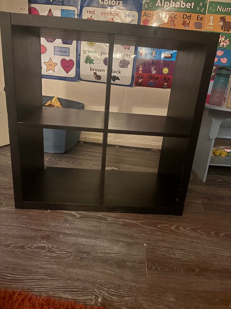 Black Wooden Cube Storage Unit - Fair Condition