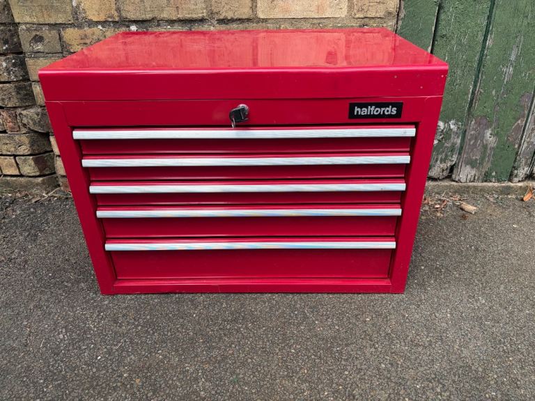 Halfords 5-Drawer Tool Chest with Top Storage – Good Condition