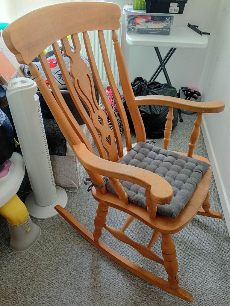 Wooden Rocking Chair with Cushion – Good Condition