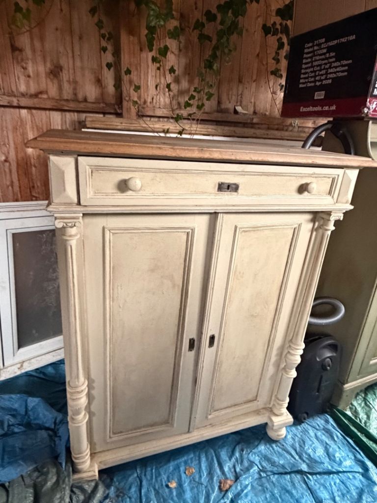 Cream Wooden Cabinet with Drawer and Shelves – Good Condition | in ...
